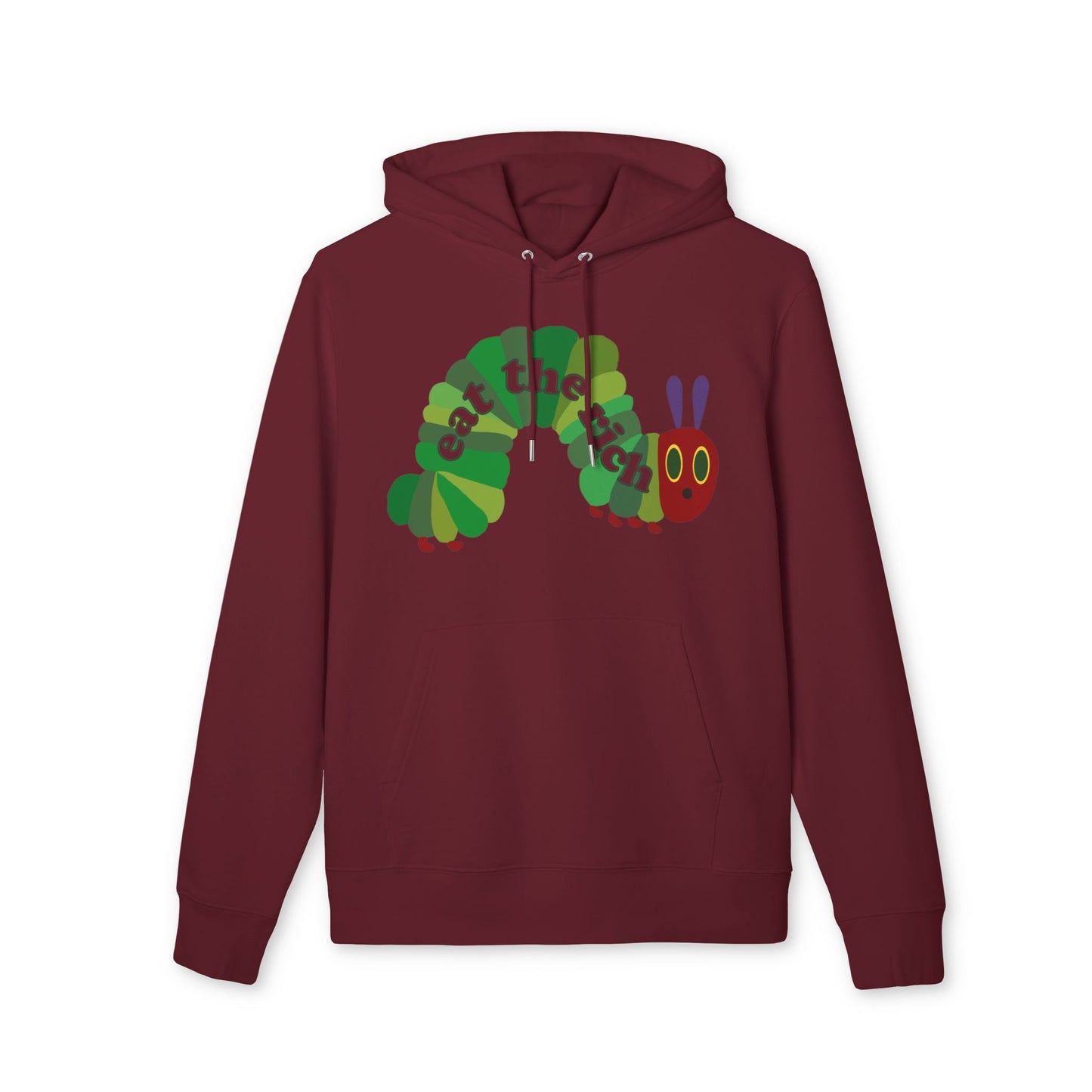 Eat The Rich Raupe – Bio Unisex Hoodie Rot