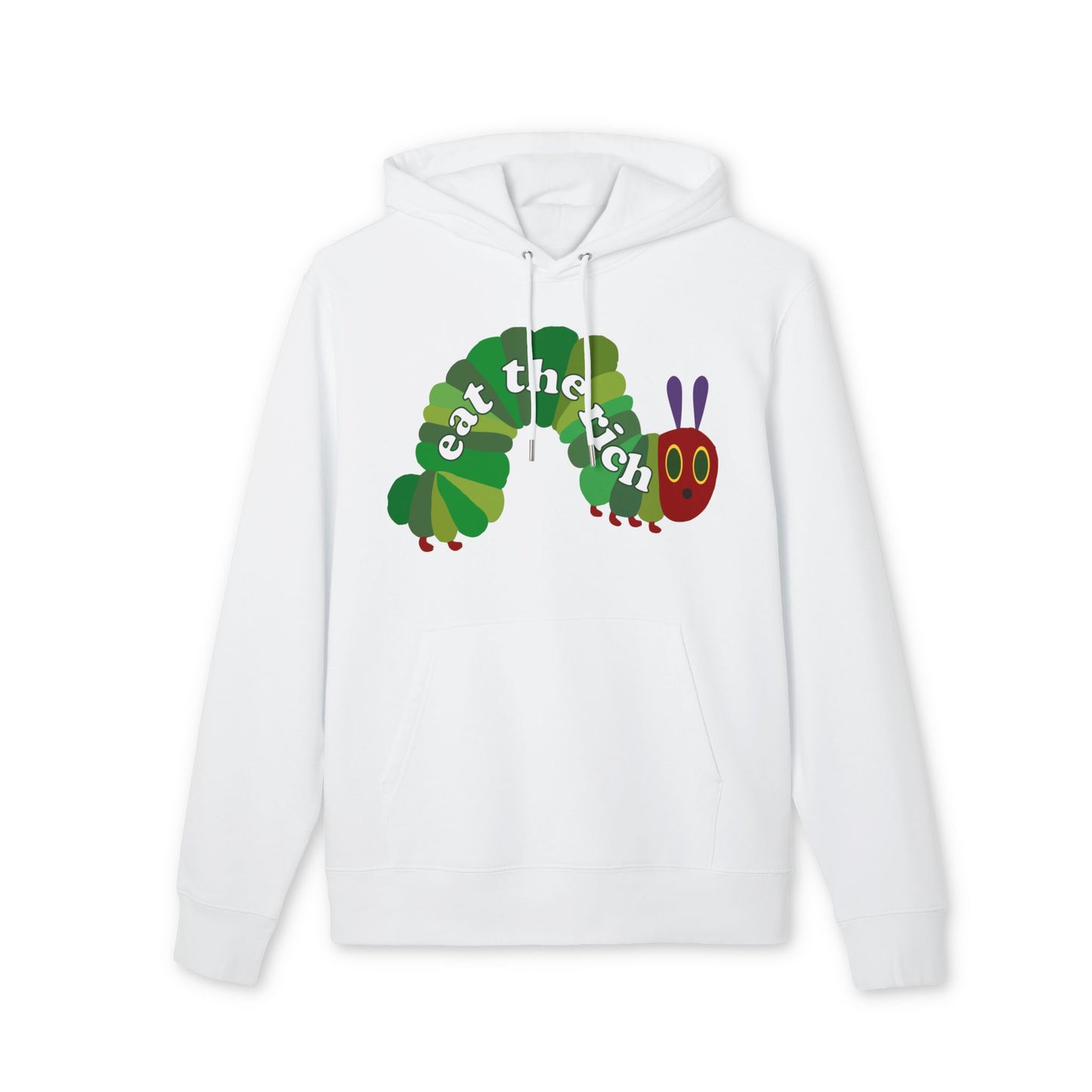 Eat The Rich Raupe – Bio Unisex Hoodie White