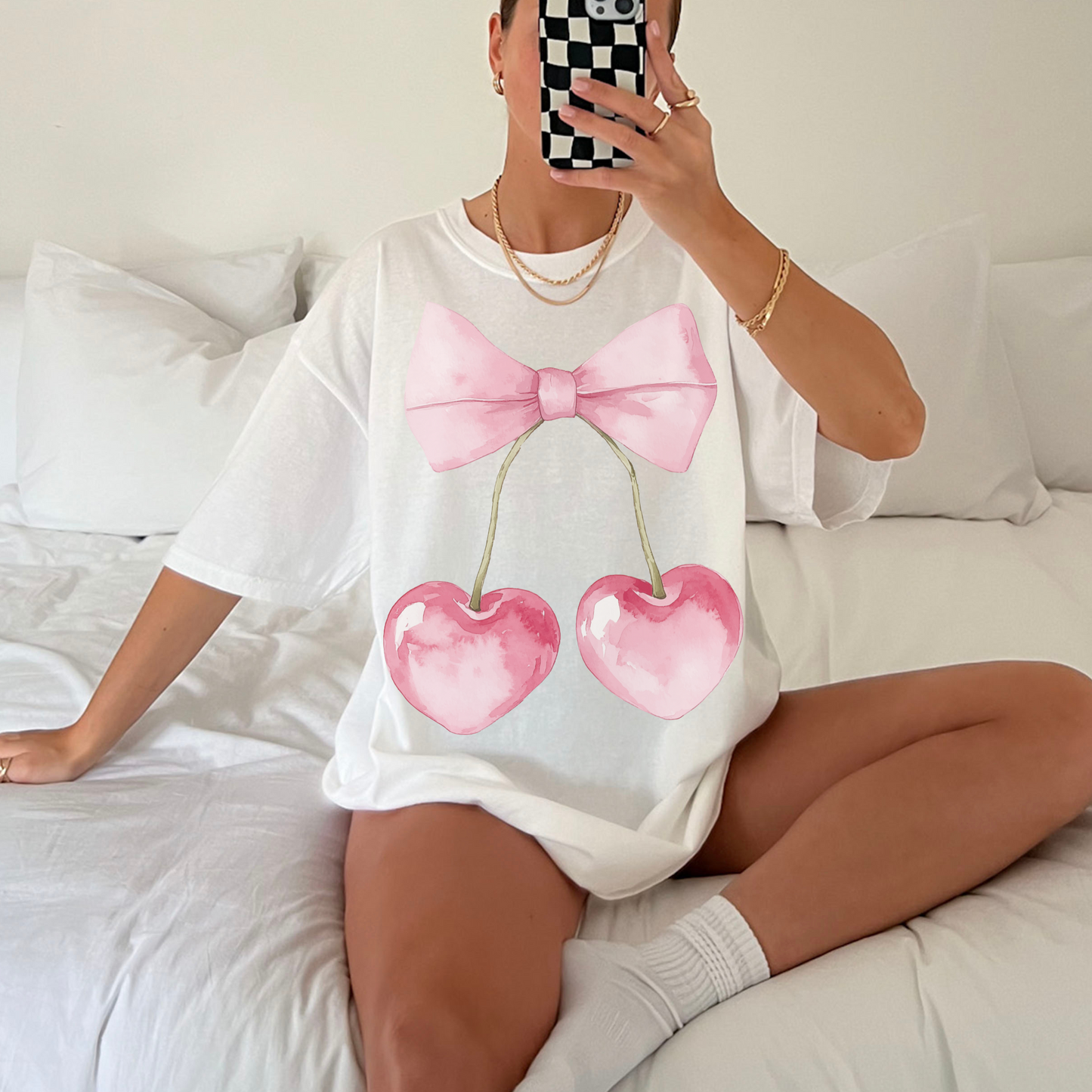 Kokettes Herz Kirschen Unisex T-shirt