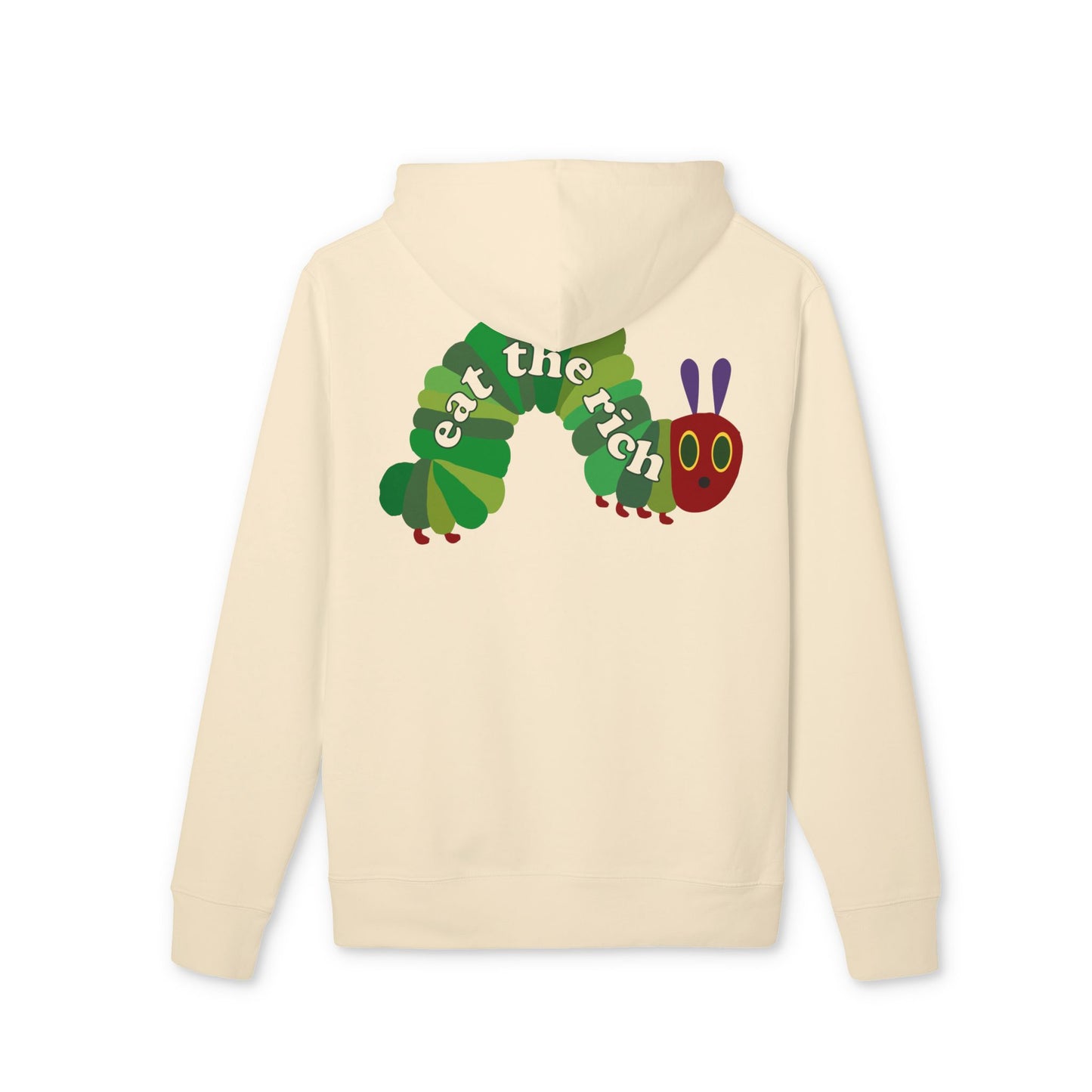 Eat The Rich Raupe – Bio Unisex Hoodie Backprint Beige