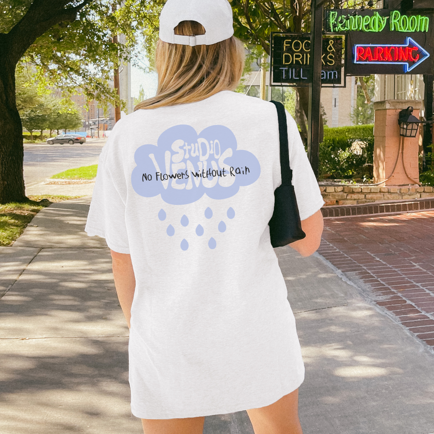 No Flowers Without Rain - Bio Unisex T-Shirt Weiß